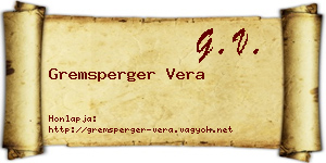 Gremsperger Vera névjegykártya